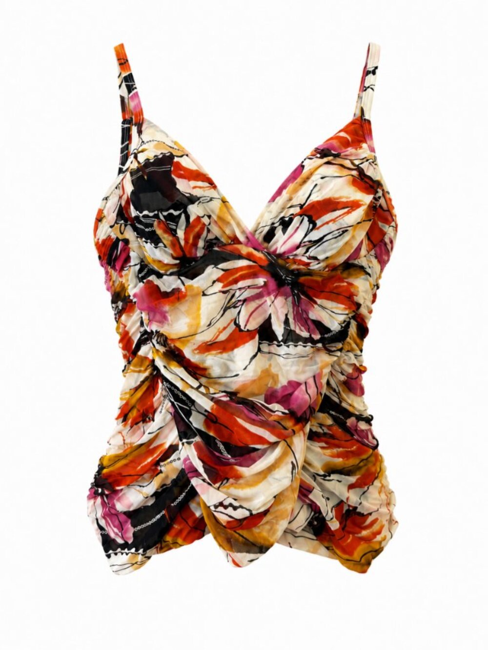 🪩 2/20 Be Creative Floral Ruched Tankini Swim Top Size 14